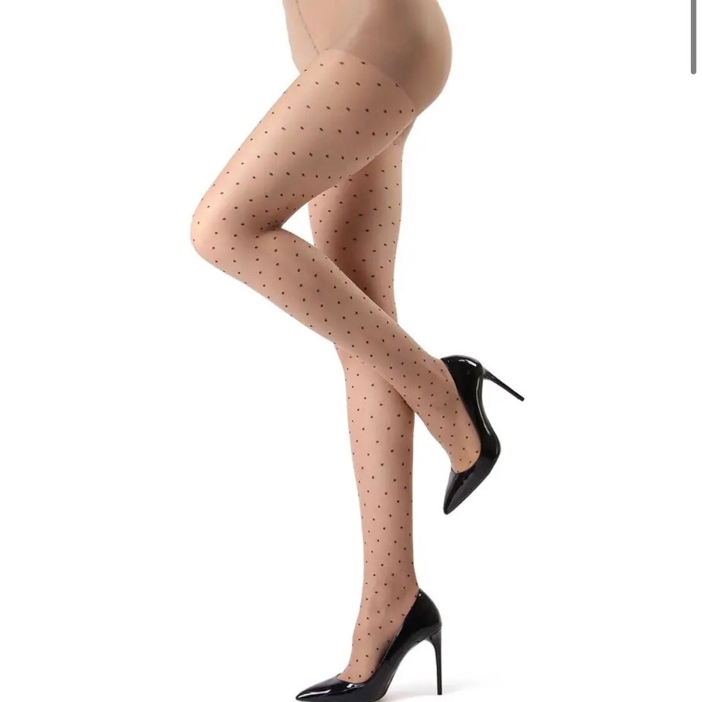 NWT Me Moi Sheer Tights, S/M, sheer with black polka dots